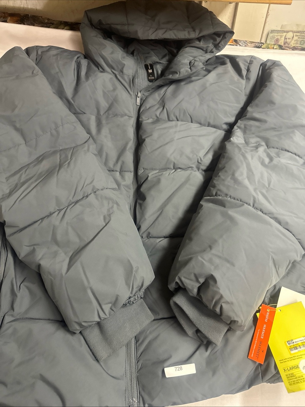 all in motion Men's Light Gray Puffer Jacket with Hood